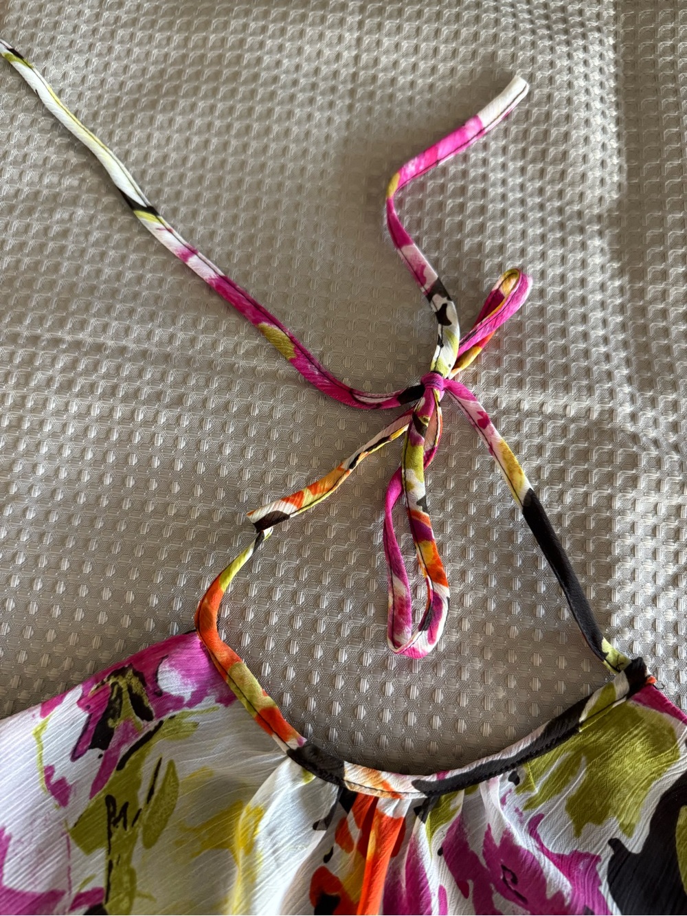Byer California Floral Halter Tank - Pink, Yellow & Black fun, flirty, medium - Picture 2 of 7